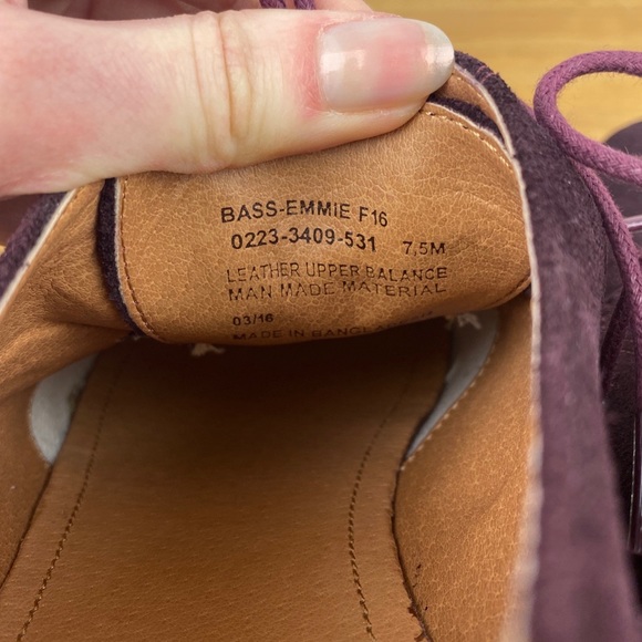 G.H. BASS Emmie Suede Leather Casual Dress Shoe Laced Oxfords Burgundy Women 7.5 - Picture 7 of 7